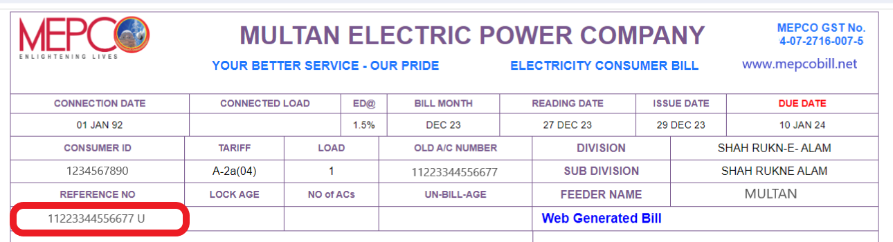 Mepco Bill